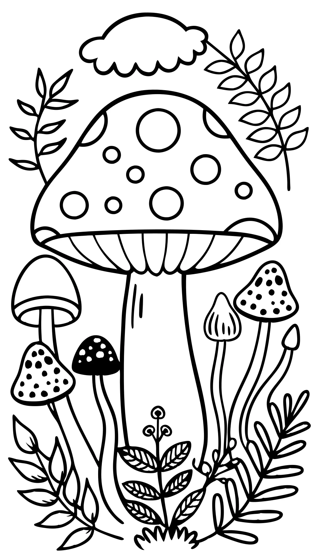 Pages de livres à colorier de champignons